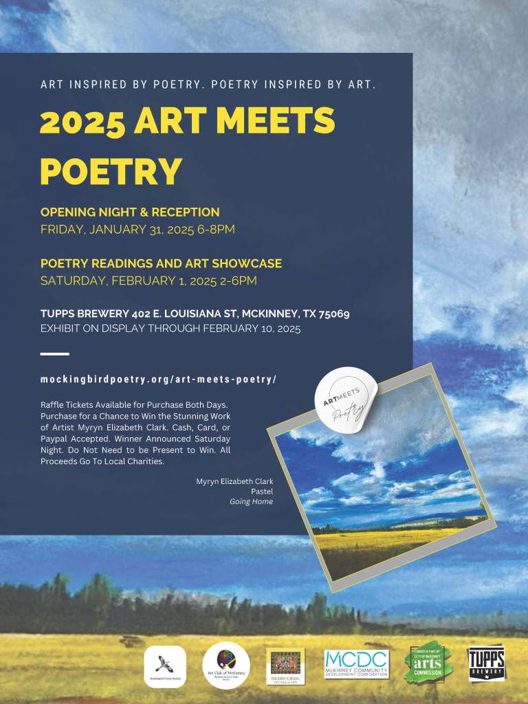 Blue and yellow landscape and 2025 Art Meets Poetry